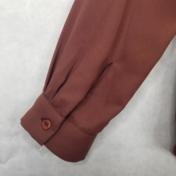 Anthropologie Maeve Eva Wrap Drape Front Blouse Women's Size 2 Crepe Taupe - Picture 8 of 16